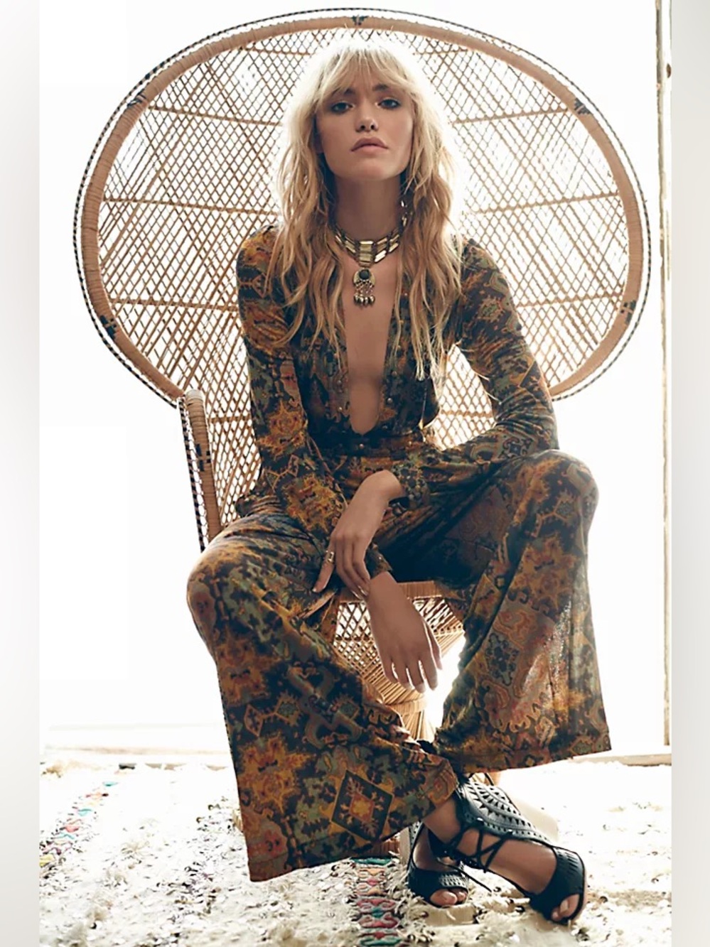 FREE PEOPLE New Romantics Anastasia Jumpsuit rayon drapery fabric